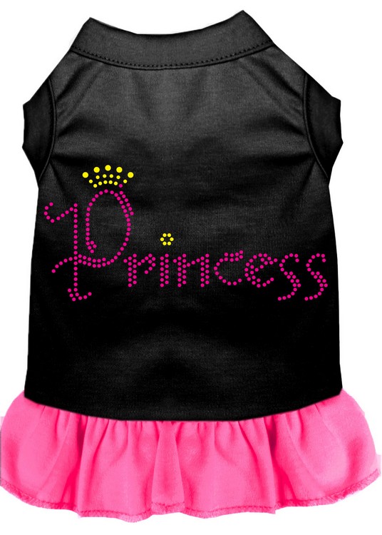 Princess Rhinestone Dress Black with Bright Pink Med